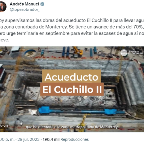 López Obrador señala urgente la conclusión de obras del acueducto El Cuchillo: II
