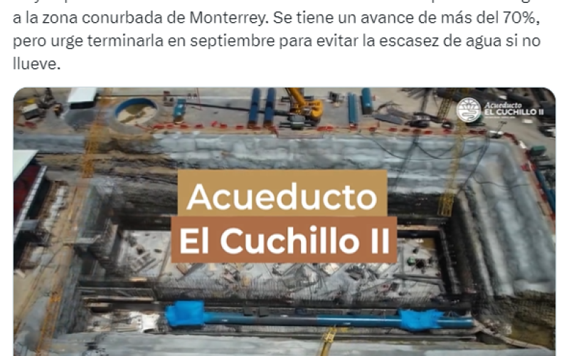 López Obrador señala urgente la conclusión de obras del acueducto El Cuchillo: II