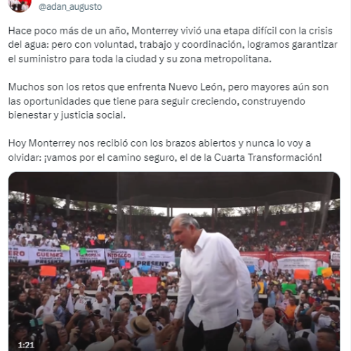 Apoyo Federal y Acueducto: Adán Augusto López en Monterrey