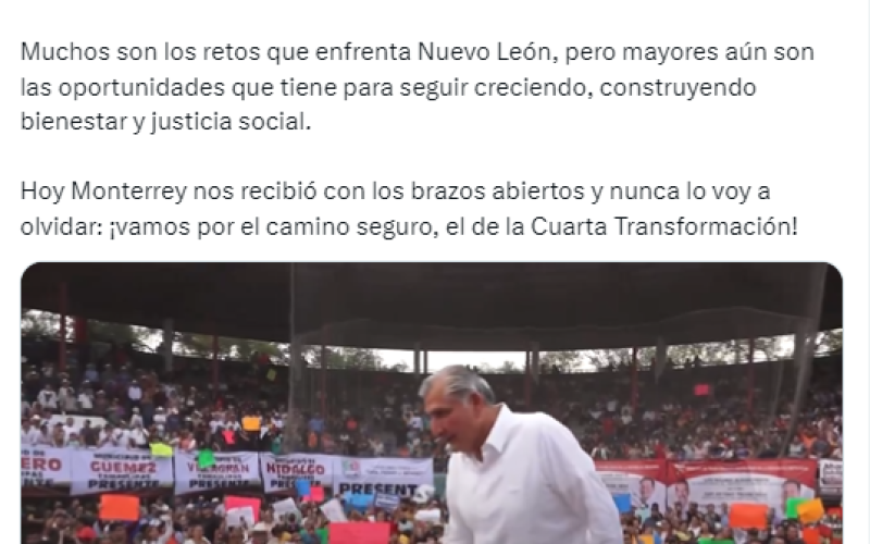 Apoyo Federal y Acueducto: Adán Augusto López en Monterrey