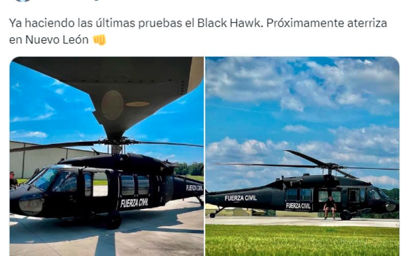Samuel García presenta el nuevo helicóptero Black Hawk