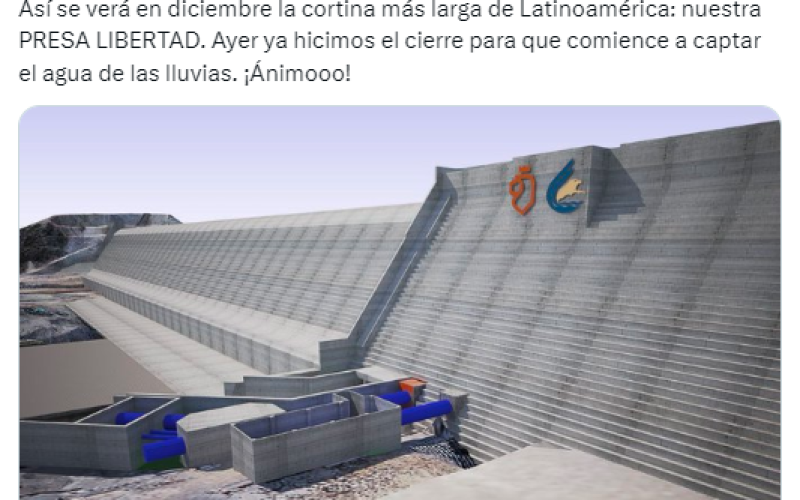 Cierre hidráulico en la Presa Libertad de Nuevo León para captar agua de lluvia