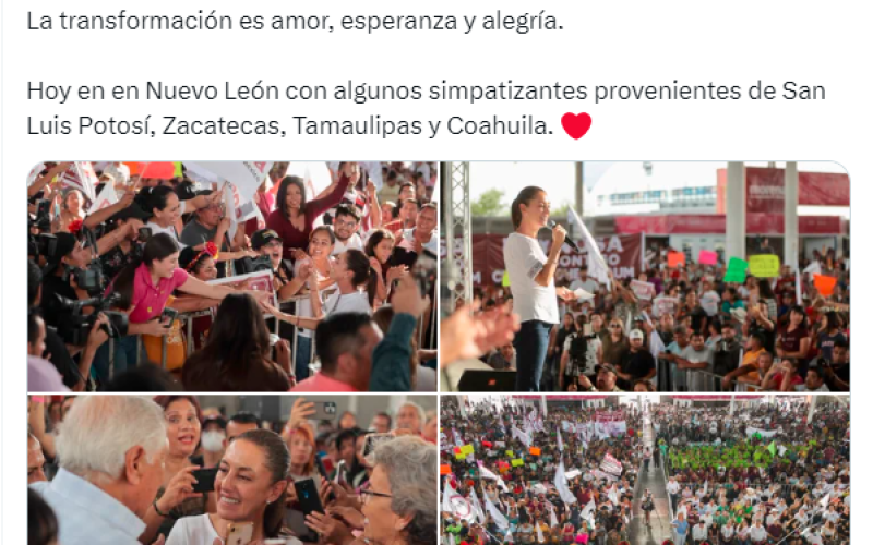Claudia Sheinbaum cierra recorridos del noreste del país en Nuevo León