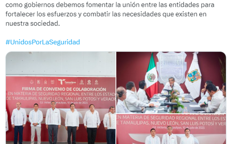 Cuatro estados mexicanos firman convenio de seguridad regional para combatir la delincuencia