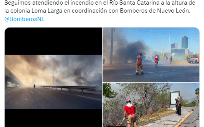 Gobierno de NL asegura que incendio en Río Santa Catarina fue provocado