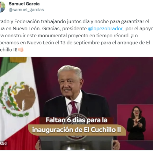 López Obrador inaugurará Acueducto Cuchillo II