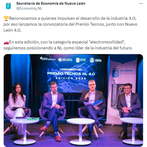 Premiarán electromovilidad en Nuevo León con Premio Tecnos NL 4.0