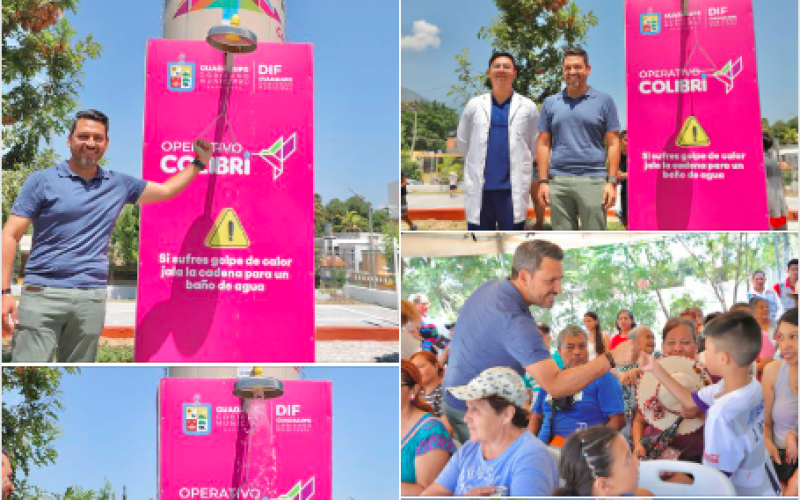 Regadera pública para combatir las altas temperaturas en Guadalupe, NL