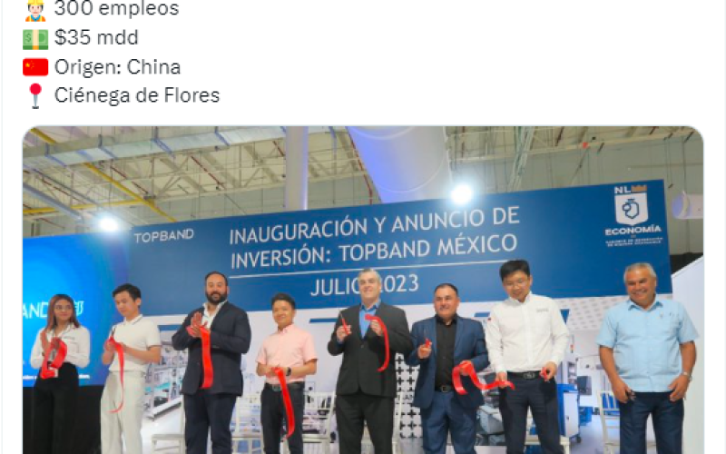 Topband invierte $35 millones de dólares para inaugurar planta en Nuevo León